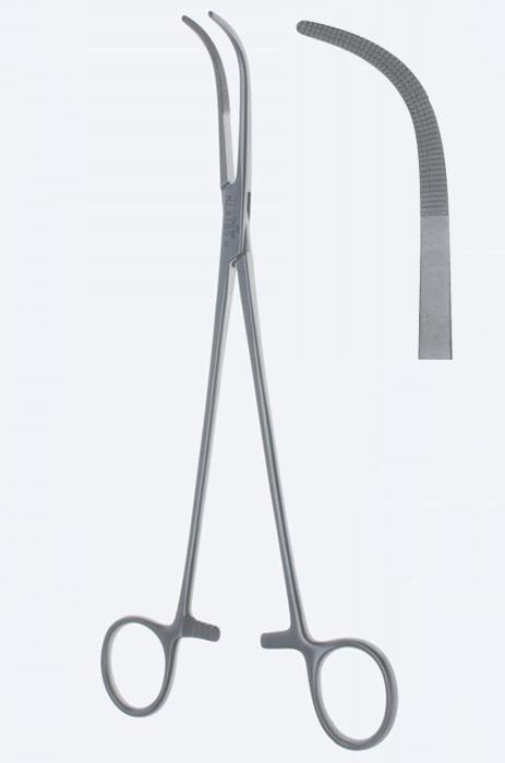 ажими для препарування, Cross-Overholt, вигнуті, щелепи зі спеціальними перехресними зубцями, довжина 220 мм. Бренд - Asanus Medizintechnik Gmb, Німеччина